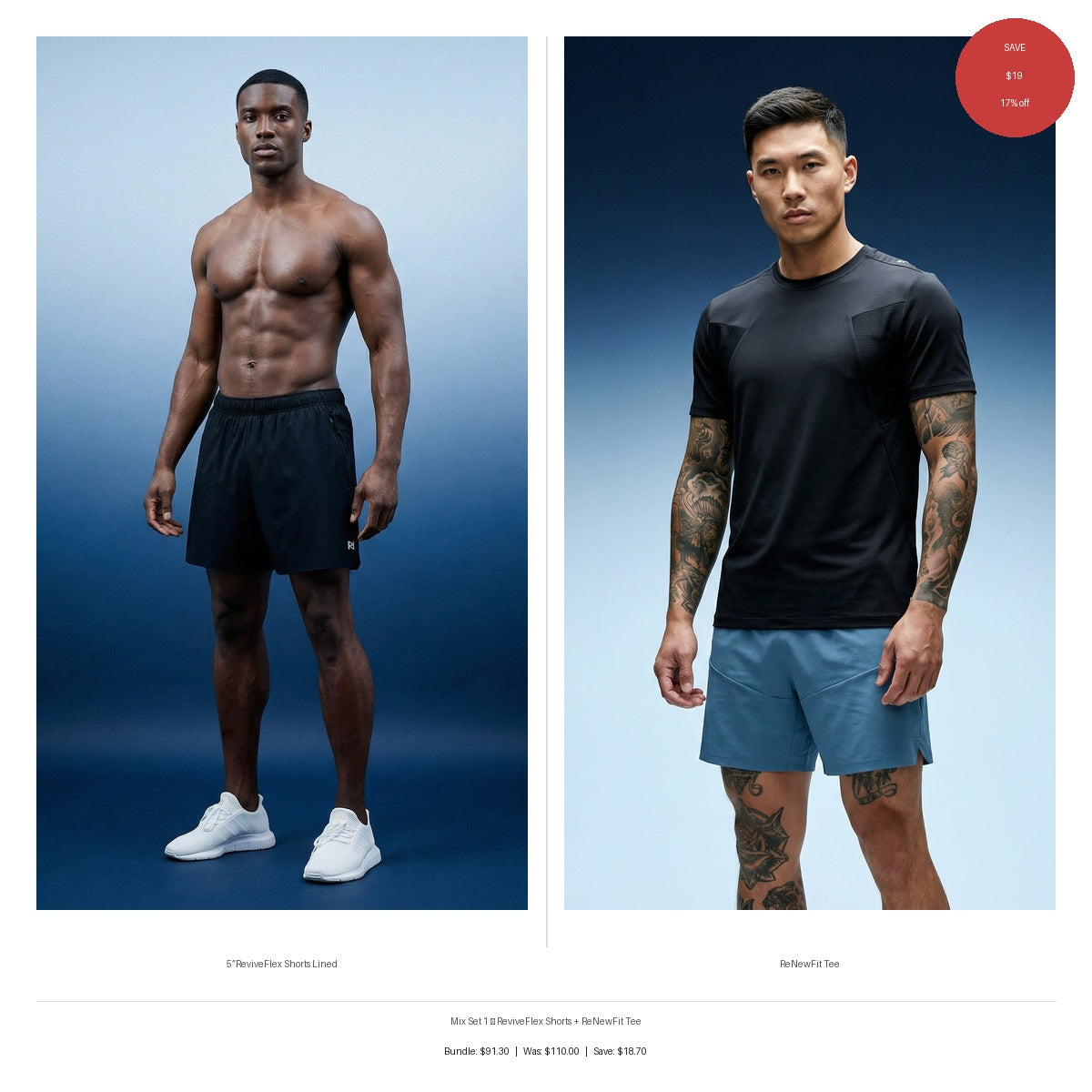 Men's Mix Set 1 — ReviveFlex Shorts + ReNewFit Tee